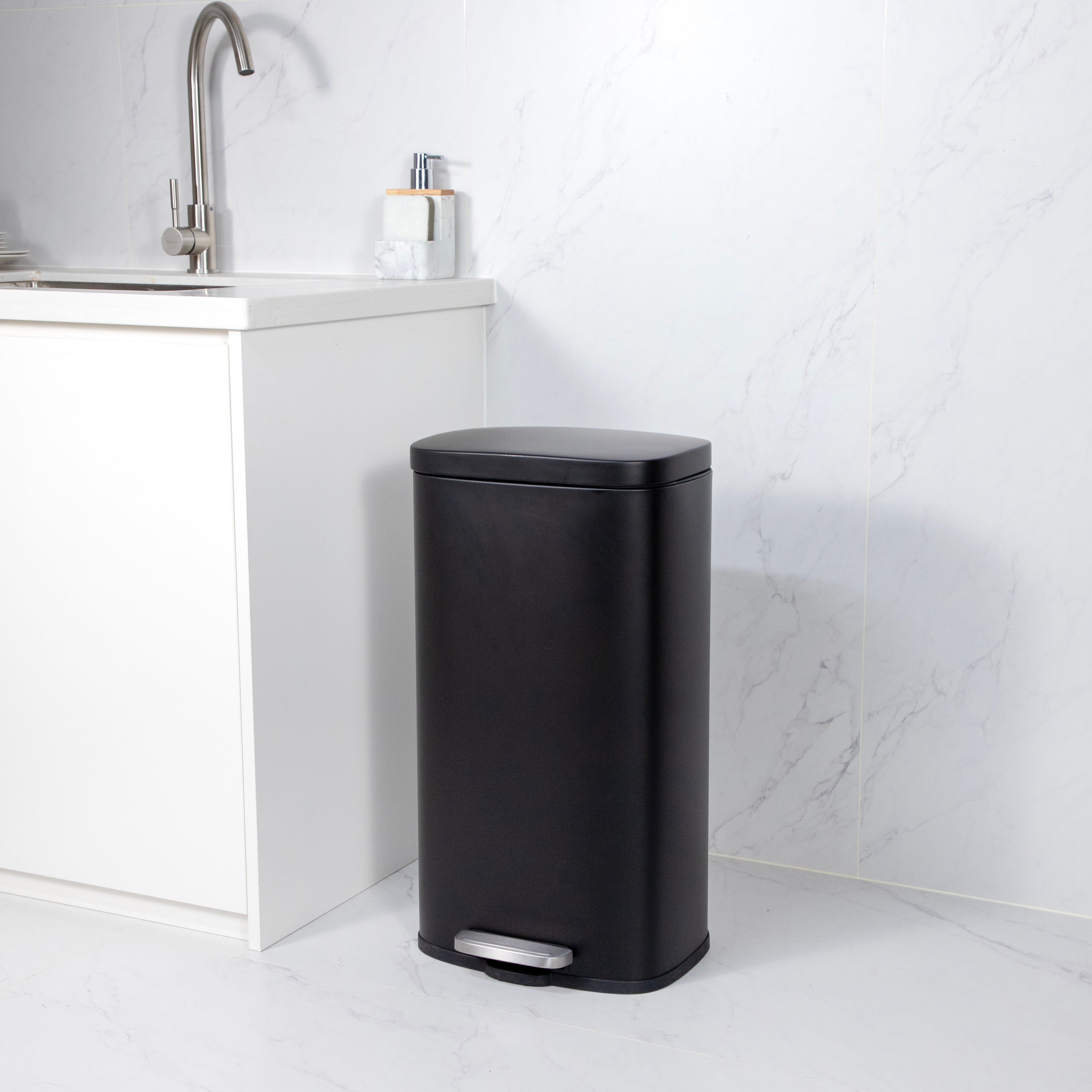 5L + 30L Rectangle Steel Pedal Bin Set | Modena